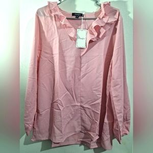 SANIFER Light Pink Ruffle Blouse - Medium - New with tags